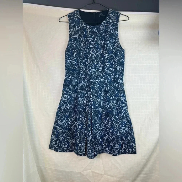 GAP Linen Blend Blue White  Floral Sleeveless Pockets Dress Sz 6 - Picture 1 of 6